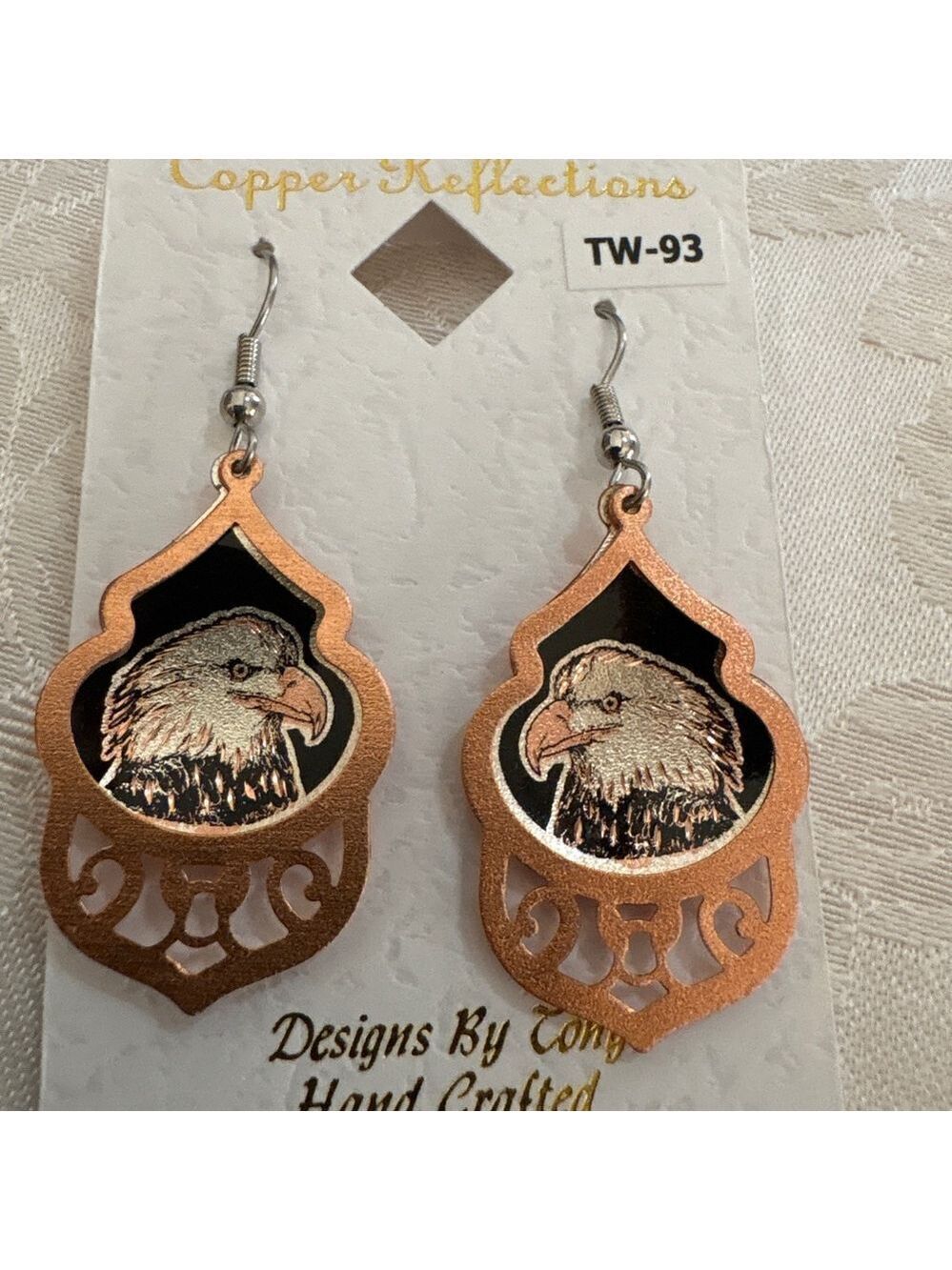 Copper Reflections Eagle Drop Earrings One Size Copper Black
